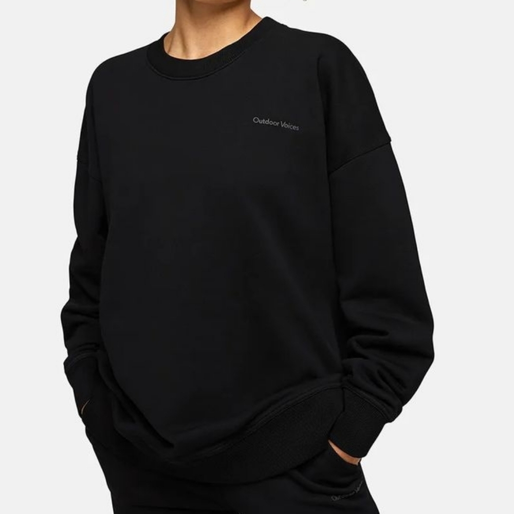 Outdoor Voices Black Cotton Classic Crewneck Pullover Pickup Sweatshirt